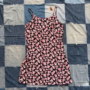 vtg 90s y2k floral no boundaries dress black & pink size M